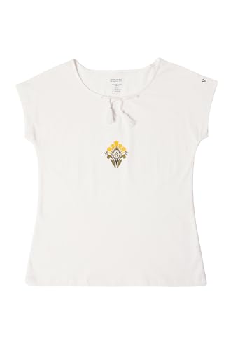 Van Heusen Women Round Neck Lounge T-Shirt and Shorts Set - Cotton - Short Sleeves,Elasticized Waistband_Lilly White_XXL