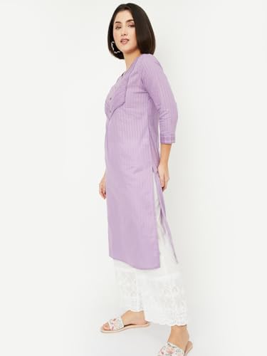 Max Women's Cotton Blend Regular Kurta (MAEKSP25RU_Lilac