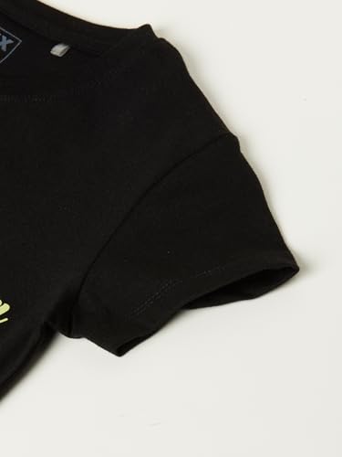 Max Girls Printed T-Shirt (Black_8-9 Y)