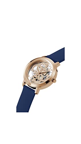 GUESS Silicone Analog Rose Gold Dial Women's Watch-Gw0452L1,Blue Band