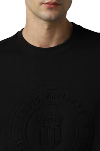 Louis Philippe Men Casual Black Solid Sweatshirt