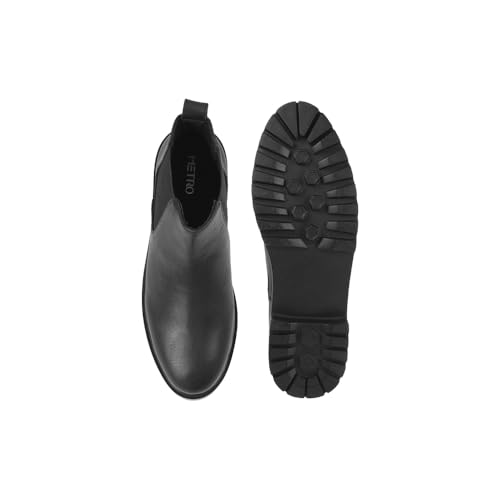 Metro Women Black Faux Leather Slip-on Chelsea Boots UK/4 EU/37 (31-651)