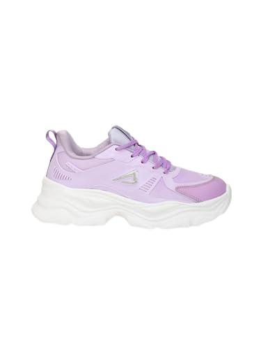 Impakto Women’s Chunky CoreMax Sneakers | High-Top Platform Casual Shoes | Rounded to Pampering Cushioned Insole & Non-Slip Sole | Stylish Lace-Up Shoes for Walking, Workout & Travel Outing Purple