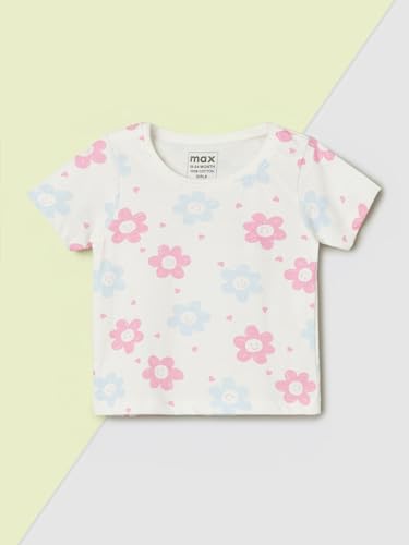 Max Girls Printed T-Shirt - Pack of 3 (Multicolour_12-18 M)