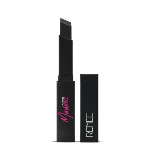 RENEE Princess Stick-On Nails Rainbow Unicorn 24pcs | Reusable, Lightweight, Long-Lasting | & RENEE Madness PH Lipstick Black, Glossy Pink Payoff, Vitamin E & Jojoba, Vegan, 3g