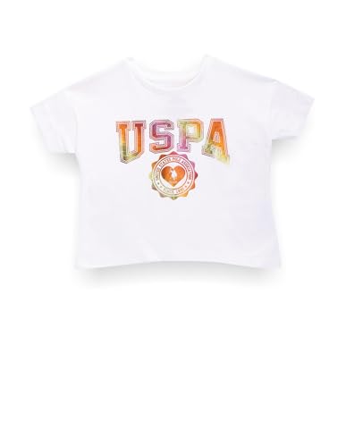 U.S. POLO ASSN. Girls Brand Print Cotton T-Shirt White