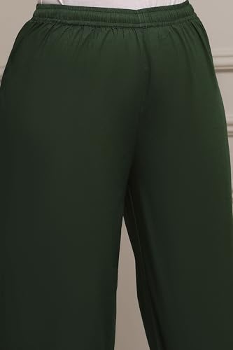 Biba Women Green Cotton Anarkali Printed Suit Set_36