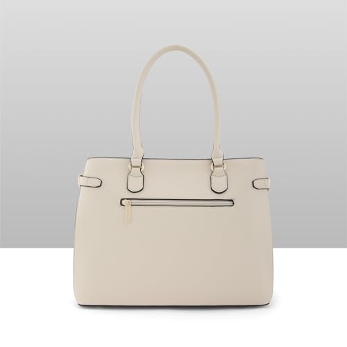 Caprese Chelsea Large Satchel Bag for Women | Elegant Multi-Compartment Office Handbag with Adjustable & Detachable Strap | Shoulder & Crossbody Sling Bag with Zipper Closure (Alpine Oat)