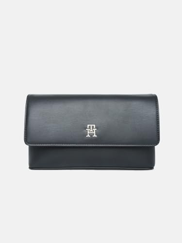 Solid Black Polyurethane Sling Bag