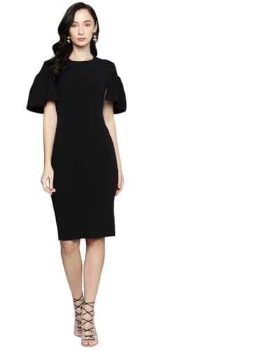 Sassafras Black Frill Cape Bodycon Dress SFDRSS10296XS