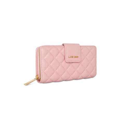 Lavie Zipper Diamond PU Women's Casual Wear Wallet (Pink, Large)