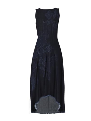 ONLY Women's Cotton Fit and Flare Maxi Dress (9021633-Dark Dark Blue Denim