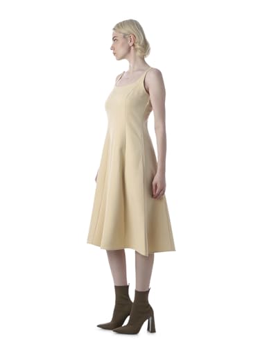 ONLY Women's Solid Fit and Flare Beige Dress