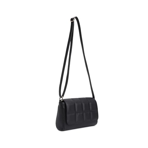 Fastrack Quilted Sling Bag for Women | Chic Crossbody Bag for Girls, Ladies, Women | Spacious Bag with Slip Pocket Made of Faux Leather (Black)