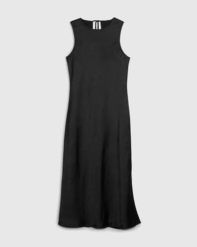 GAP Women Solid Sleeveless Midi Shift Dress,Black,L