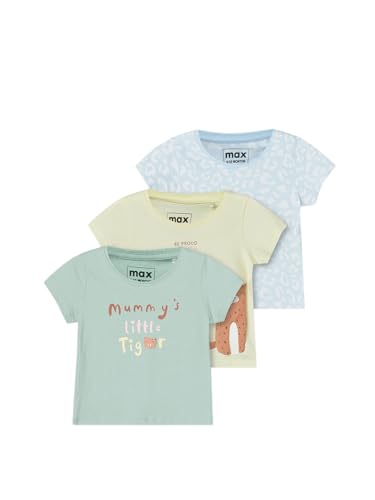 Max Girls Printed T-Shirt - Pack of 3 (Green_12-18 M)