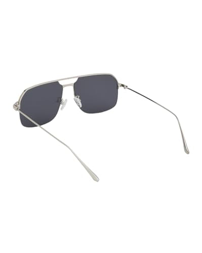 Carlton London Premium Silver with Black Toned & UV Protected Lens Rectangle Sunglass for men