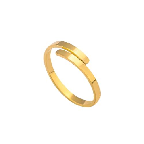 PALMONAS 18k Gold Plated Lovers Adjustable Ring for Womens - Waterproof & Anti-Tarnish, Gift for Girls & Women