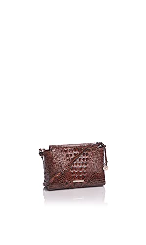 Brahmin Hillary Women's Brown Leather Crossbody Satchel with Adjustable Strap & Interior Organizer Pockets