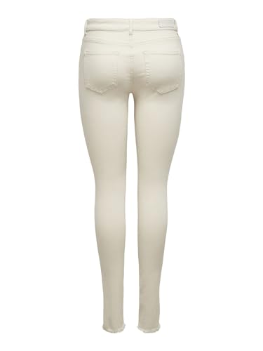 ONLY Women Solid Cotton Blend Crop Length Skinny Fit Mid Rise White Jeans