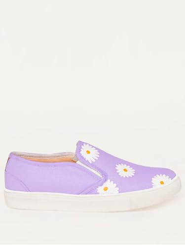 THE QUIRKY NAARI Hello Daisy Slipons with A Beautiful Lavender Design | Purple