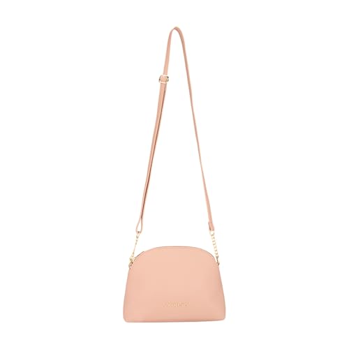 Caprese Romano Medium Sling Bag for Women | Solid Crossbody Shoulder Purse with Adjustable Strap | Hands-Free Multi-Compartment Bag for Daily Use (Cosmetic Pink)