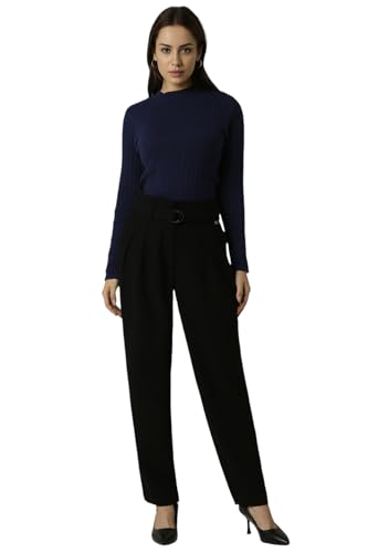 Van Heusen Women's Regular Casual Pants (VWTPPTRFN35733_Black