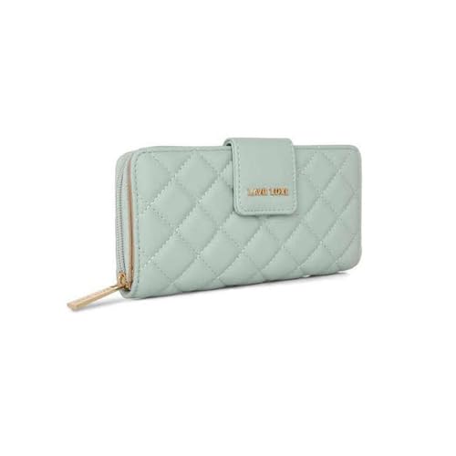 Lavie Zipper Diamond PU Women's Casual Wear Wallet (Green, Large)