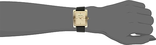 Anne Klein Women's AK/2706CHBK Gold-Tone and Black Leather Strap Watch