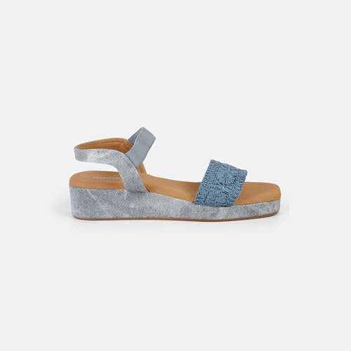 Mochi Women's Blue Back Strap closure Casual - Sandals with Flat sole UK/7 EU/40(33-1255)