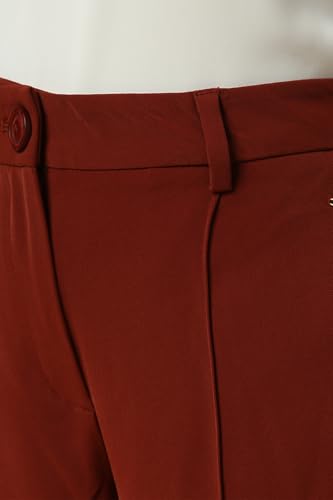 Women Maroon Regular Fit Solid Casual Trousers