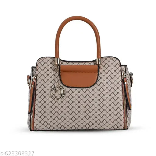 QIARRA Women White Handbag – Ladies Vanity Bag with Two Handles, Synthetic Leather with Zipper Closure