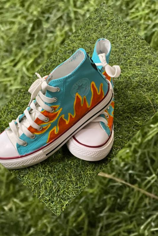 Flaming Blaze Hand Printed Shoe