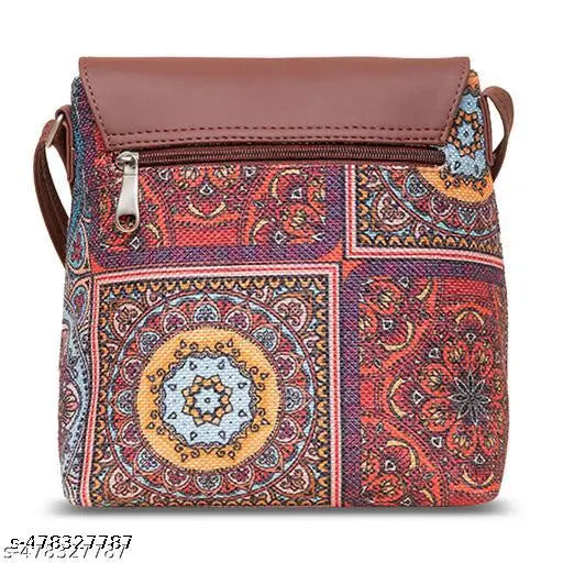 Zouk Multicolor Mandala Print Flap Sling Bag