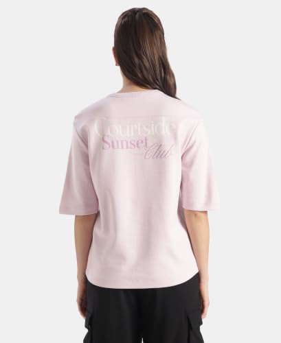 Jockey WZ26 Women Super Combed Cotton Rich Oversized Graphic Print T-Shirt_Lilac Snow_S