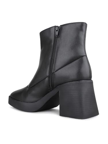 Inc.5 Womens Black Party Solid Round Toe Lace-up Long Boots