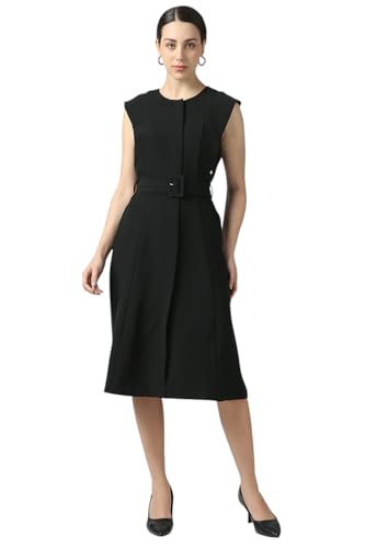 Van Heusen Women's PolyesterBlend Modern Knee-Length Dress (VWDRCRGFQ12883_Black