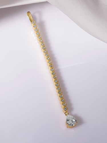 Rubans Stylish 22KT Gold Plated Cubic Zirconia Studded & AD Drop Handcrafted Maang Tikkas