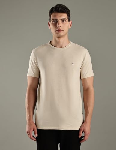 Tommy Hilfiger Solid Slim-Fit Cotton T-Shirt Beige
