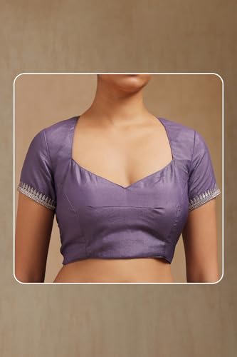 Soch Womens Lavender Fendy Georgette Embroidered Saree With Stone Work