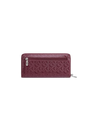 Guess Oxblood Textured Zipper Abbas Large Zip Around Wallet
