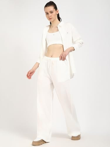 Tommy Hilfiger Relaxed-Fit Solid Mid Rise Trouser Ecru