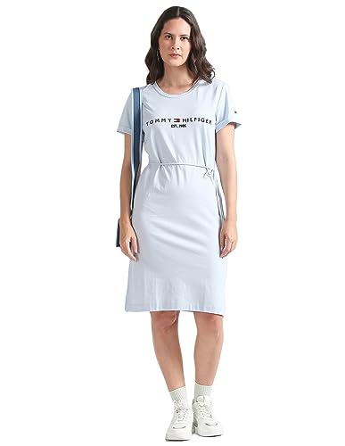 Tommy Hilfiger Women's Cotton Knee-Length Dress (A2BWV136_Breezy Blue