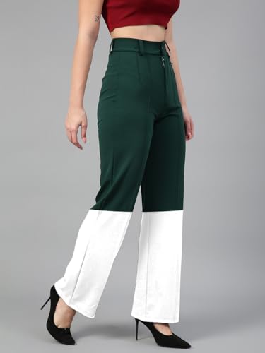 KOTTY Women's Straight Leg High-Rise Stylish Designer Trousers(Multicolor,26)