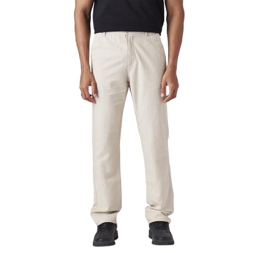Levi's Men's Cream Authentic Relaxed Fit Mid Rise Linen Chinos