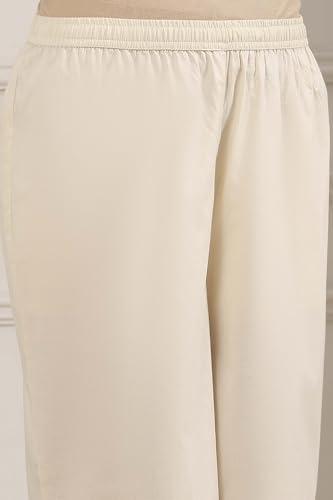 Biba Women White Cotton Straight Suit Set_38