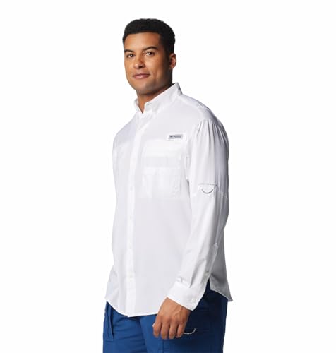 Columbia Men White Omni Wick Tamiami II Long Sleeve Hiking | Trekking | Camping | Safari Shirt, XXL