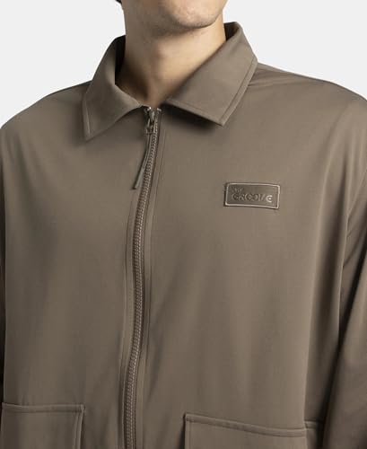 Jockey Groove MZ17 Men's Microfiber Fabric 4 Pocket Full Zip Closure Shacket_Green_S