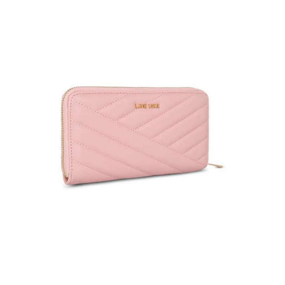 Lavie Zipper Cross PU Women's Casual Wear Wallet (Pink, Large)