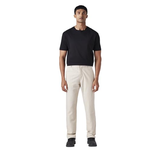 Levi's Men's Cream Authentic Relaxed Fit Mid Rise Linen Chinos
